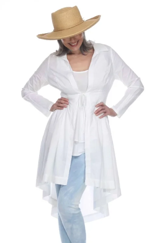 Plus - Size Women Sweater with a Flattering FitPlus - Size Women Sweater with a Flattering FitVictoria Knit Pleated Duster In White