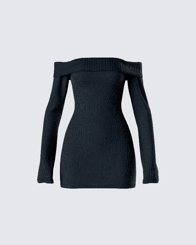 Ruffled Women Dress with Multiple Layers for a Playful and Girly StyleAbeni Black Sweater Mini Dress