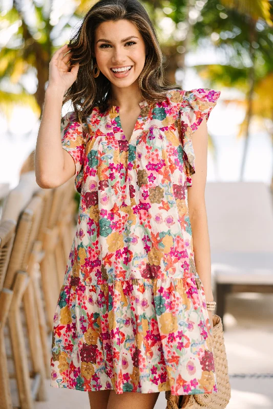 Halter Neck Women Dress to Show Off the Shoulders and NecklineAll You Need Fuchsia Pink Floral Dress