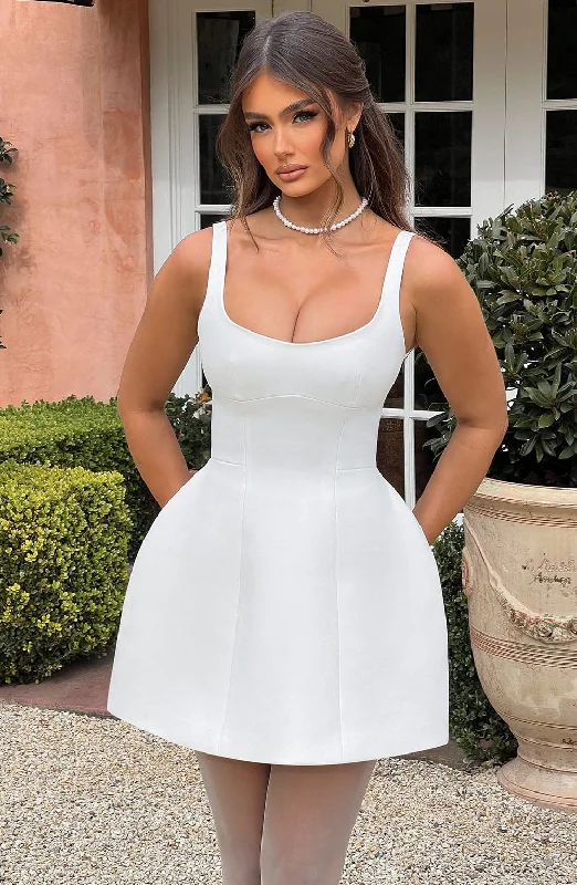 Halter Neck Women Dress to Show Off the Shoulders and NecklineClaretta Mini Dress  Ivory