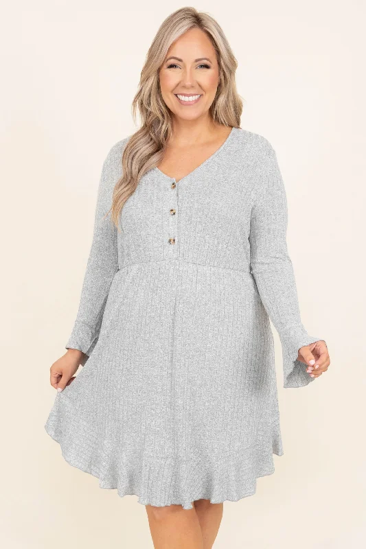 Plus Size Women Dress with a Flattering A - Line Cut for Comfort and StyleDivine Elegance Dress, Grey