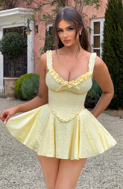 Empire Waist Women Dress to Accentuate the Bust and Conceal the WaistElva Playsuit - Lemon