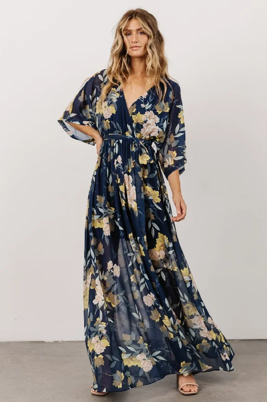 Little Black Women Dress with Sequins for a Glamorous Night OutKia Kimono Maxi Dress | Navy Floral