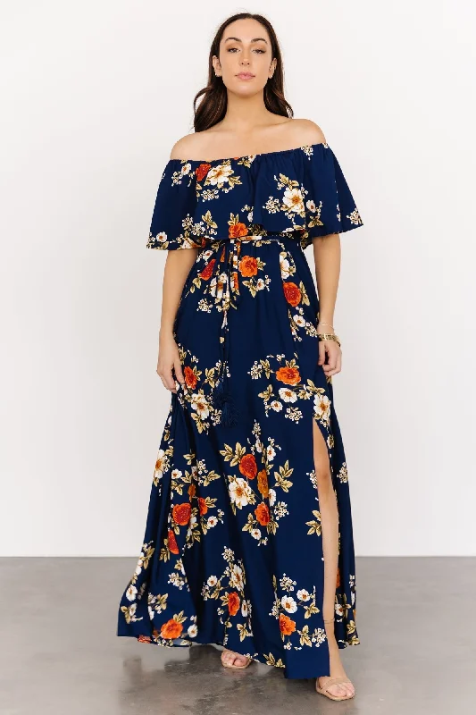 Mini Women Dress with a Short Hem for a Young and Trendy StyleMarley Off Shoulder Maxi Dress | Navy Floral