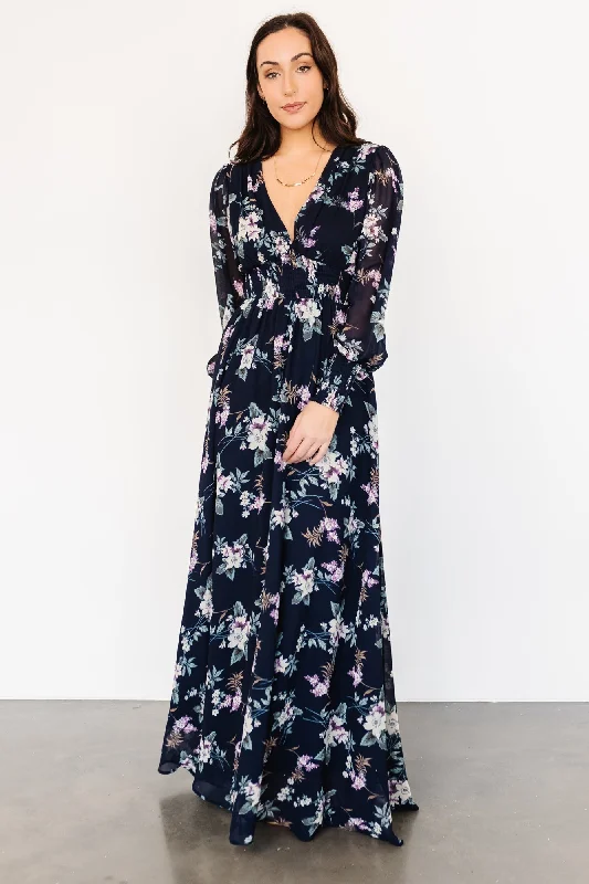 Off - the - Shoulder Women Dress for a Romantic and Feminine LookOlivia Maxi Dress | Navy Garden Floral