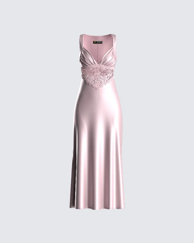 Little Black Women Dress with Sequins for a Glamorous Night OutSaba Pink Satin Lace Midi Dress