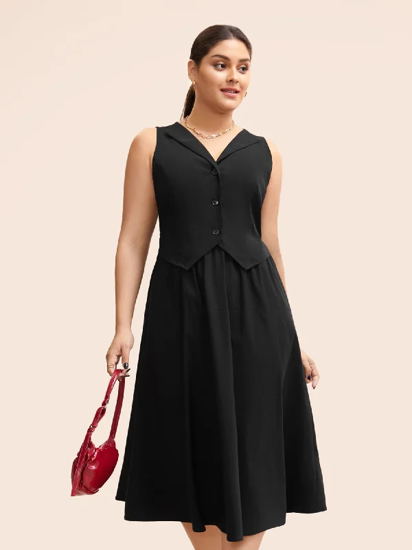 Ball Gown Women Dress with a Full Skirt for a Princess - like LookStretch Woven Vest Flare Midi Dress