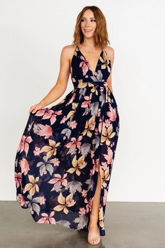 Little Black Women Dress with Sequins for a Glamorous Night OutSuvi Open Back Maxi Dress | Navy Print