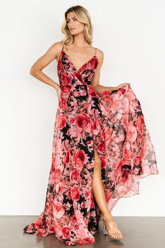 Mini Women Dress with a Short Hem for a Young and Trendy StyleVivienne Maxi Dress | Pink + Black Floral