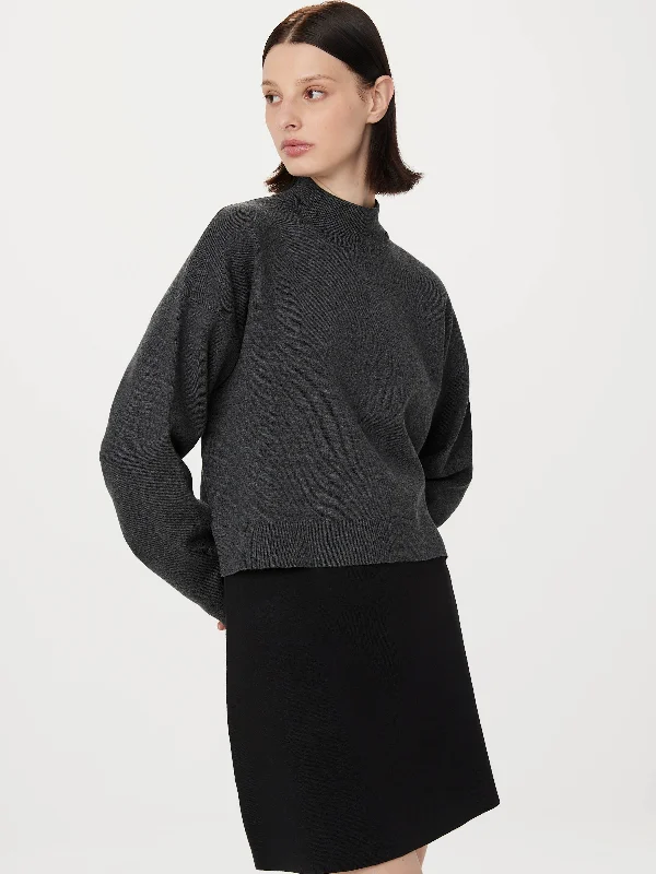 Striped Women Sweater with a Timeless PatternStriped Women Sweater with a Timeless PatternThe Compact Mockneck Sweater in Cool Grey