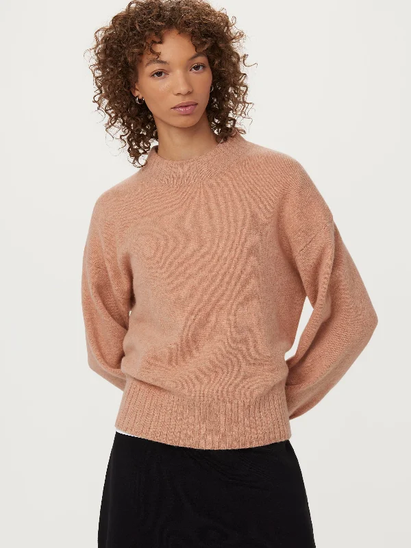 Open - Front Women Sweater for Easy LayeringOpen - Front Women Sweater for Easy LayeringThe Yak Wool Crewneck  in Blush Pink