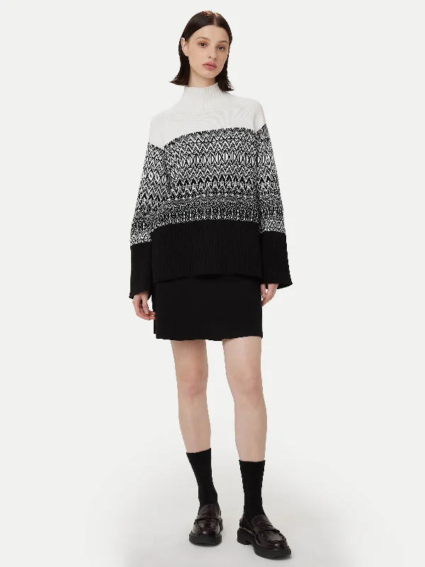 Cable - Knit Women Sweater with Intricate PatternsCable - Knit Women Sweater with Intricate PatternsThe Fair Isle Sweater  in Black