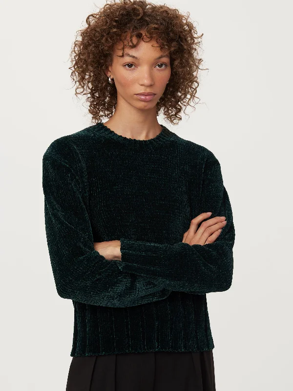 V - Neck Women Sweater to Elongate the NecklineV - Neck Women Sweater to Elongate the NecklineThe Velvet Crewneck Sweater  in Pine Grove