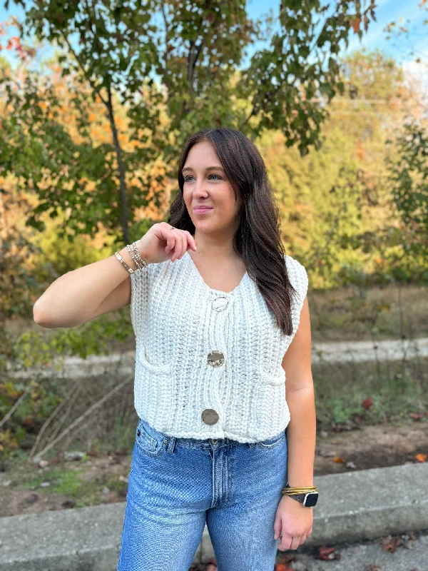 Mock - Neck Women Sweater for a Modern TwistMock - Neck Women Sweater for a Modern TwistChunky Beige Sweater Vest