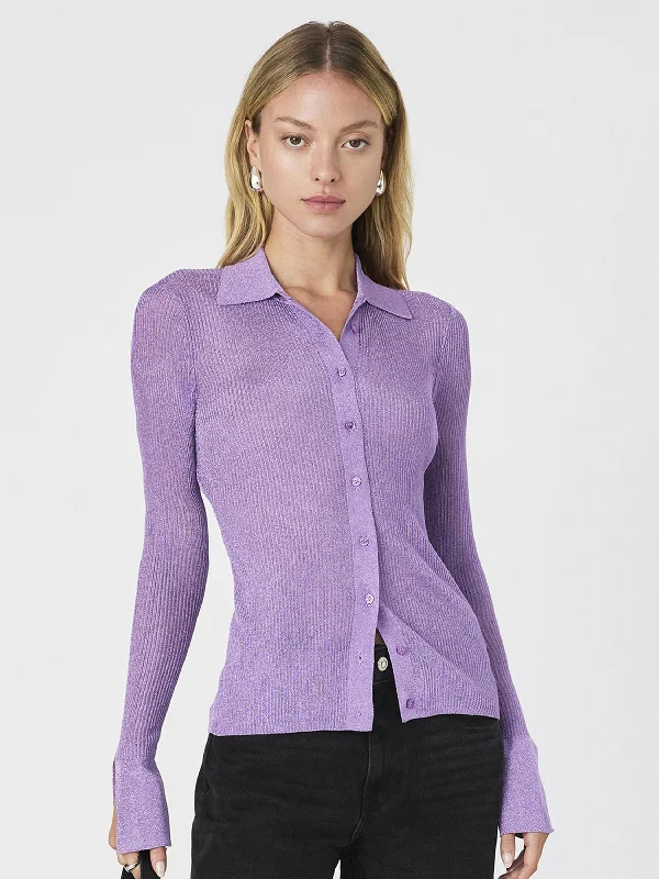 Cashmere Women Sweater with a Luxurious Soft TouchCashmere Women Sweater with a Luxurious Soft TouchLurex Mix Collared Top