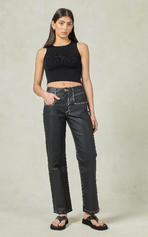 Acid - wash women jeans with a retro finishBetzy Coated Denim Black Jeans