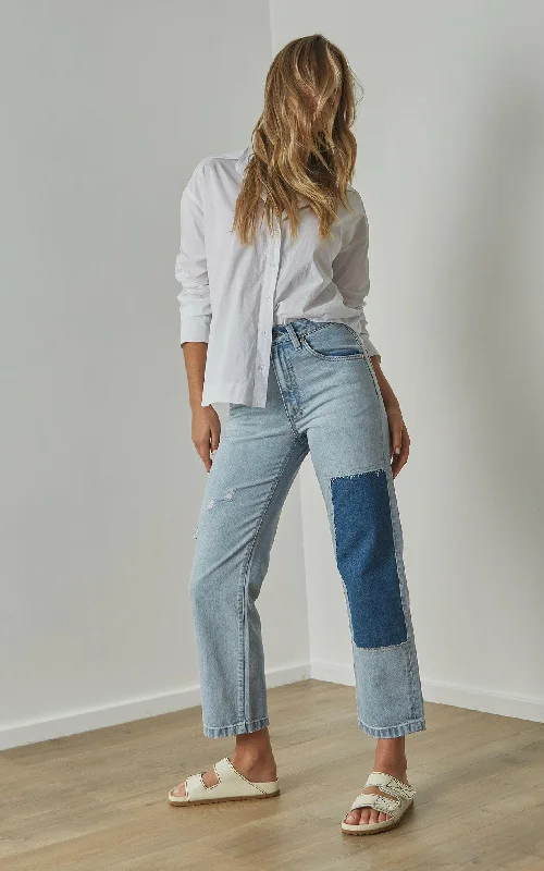 High - waisted women jeans for a flattering silhouetteEvie Patchwork Wide Leg Jeans