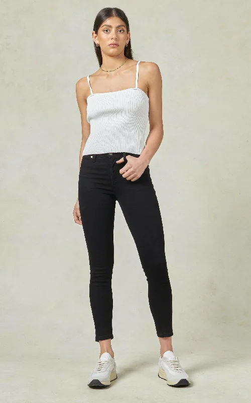 Embroidered women jeans with intricate patternsLauren Mid Rise Black Jeans