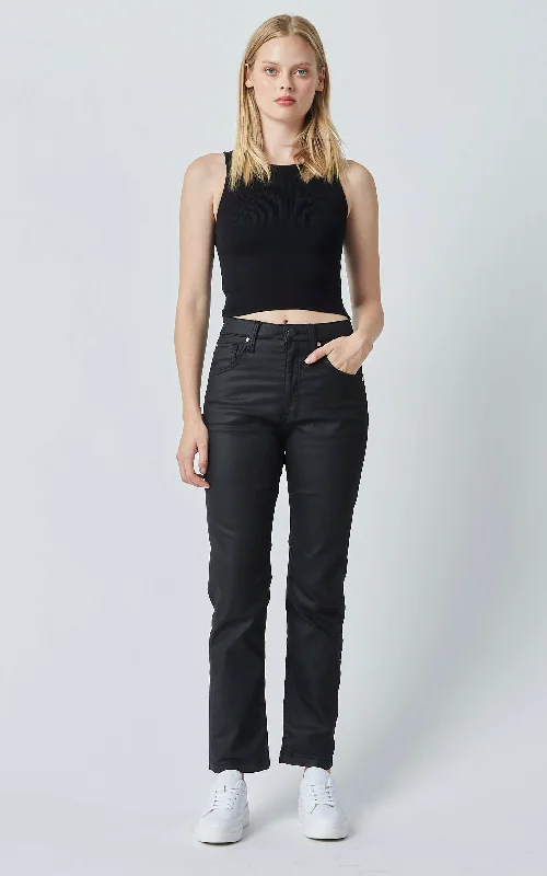 Skinny women jeans with a form - fitting designMika Coated Denim Straight Leg Jeans