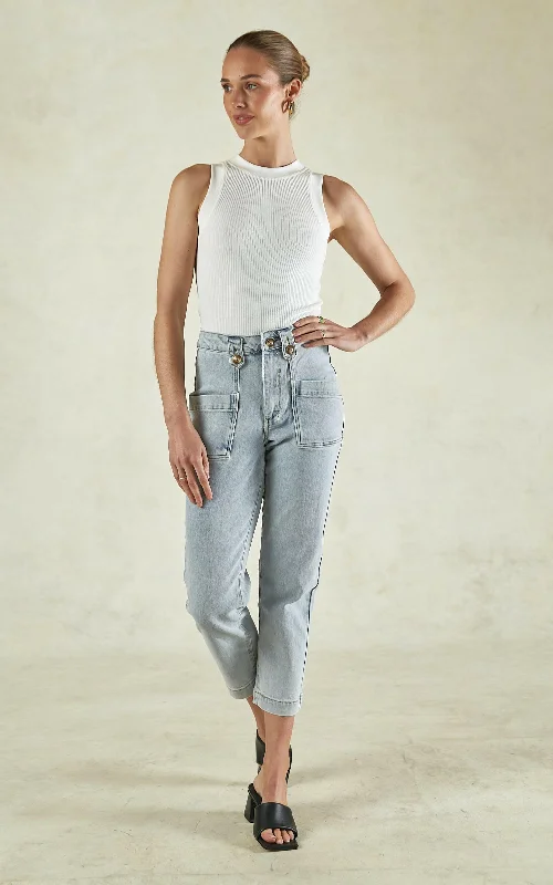 Ripped women jeans for a rebellious and fashion - forward styleStella Stretch High Waisted Denim Trousers