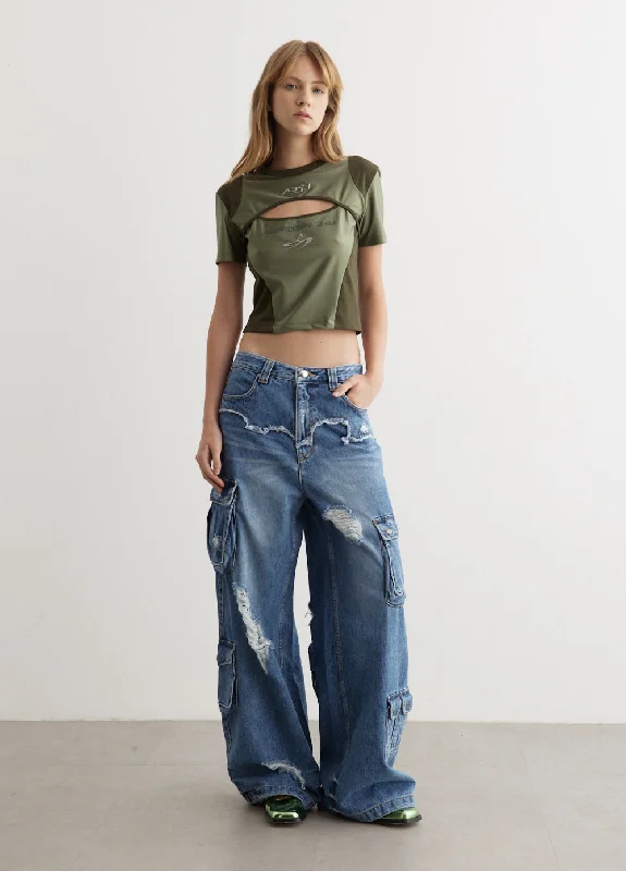 Mom jeans for a nostalgic and casual lookSimiz Denim Cargo Jeans