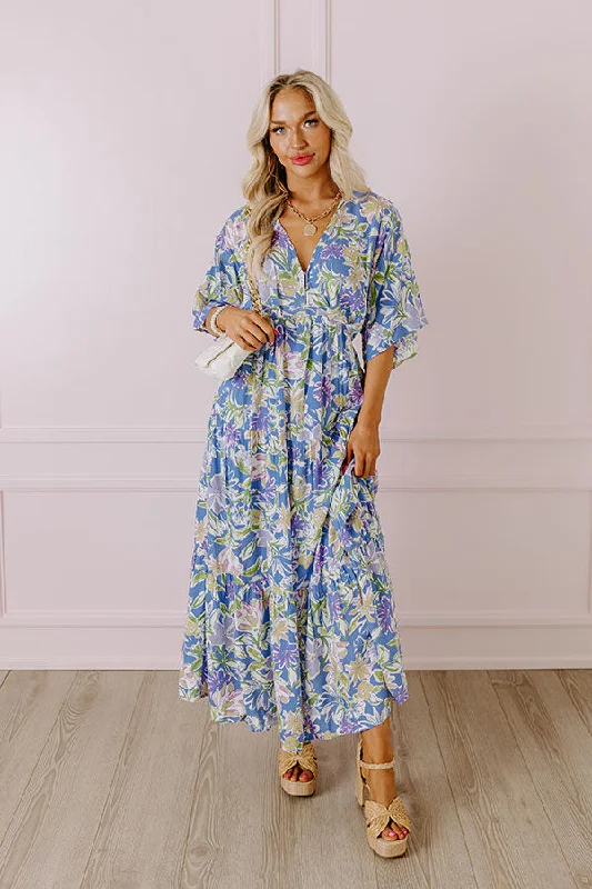 Mini Women Dress with a Short Hem for a Young and Trendy StyleBlossom Breeze Floral Maxi In Periwinkle