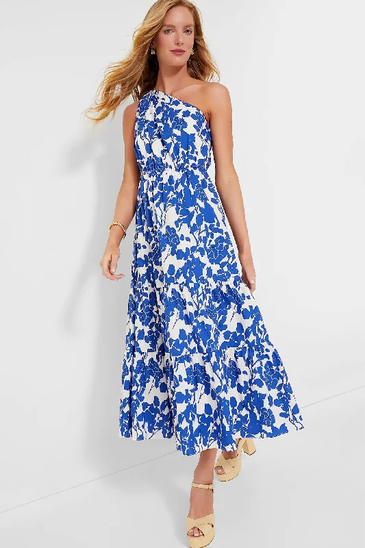 Maxi Women Dress with Floral Print for a Bohemian VibeBlue Floral One Shoulder Sybil Maxi Dress