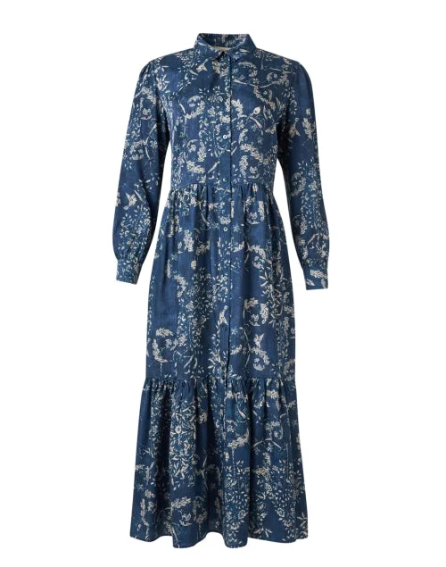 Sheath Women Dress with a Tailored Fit for a Professional LookBlue Floral Print Shirt Dress