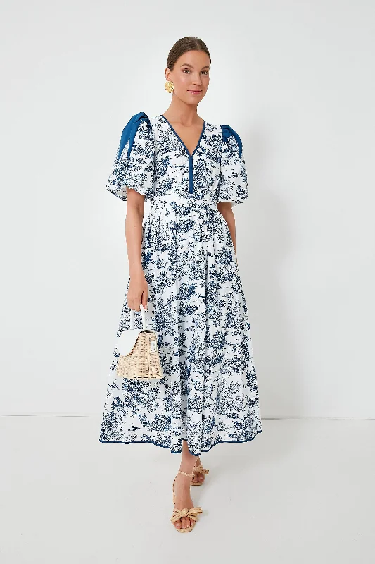 Off - the - Shoulder Women Dress for a Romantic and Feminine LookBlue Toile Reynolds Midi Dress