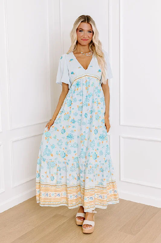 Empire Waist Women Dress to Accentuate the Bust and Conceal the WaistBreezy Blossom Embroidered Maxi