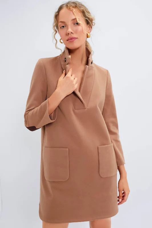 Strapless Women Dress with a Built - in Bra for Comfort and SupportCamel Emerson Coat Dress