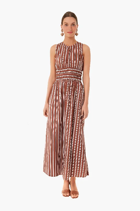 Sheath Women Dress with a Tailored Fit for a Professional LookCinnamon Maya Stripe Jean Midi Dress