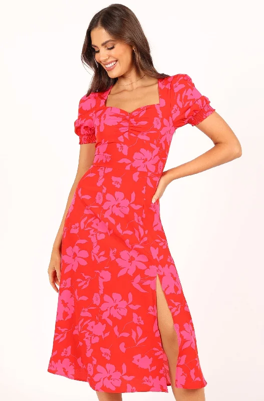 Backless Women Dress for a Sexy and Alluring Look at Evening EventsFrankie Dress - Red Pink Floral