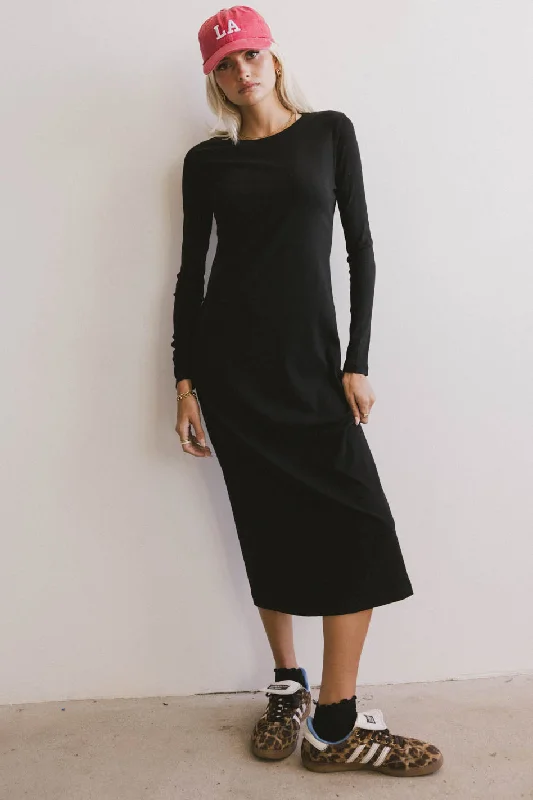 Off - the - Shoulder Women Dress for a Romantic and Feminine LookHollis Ribbed Dress in Black