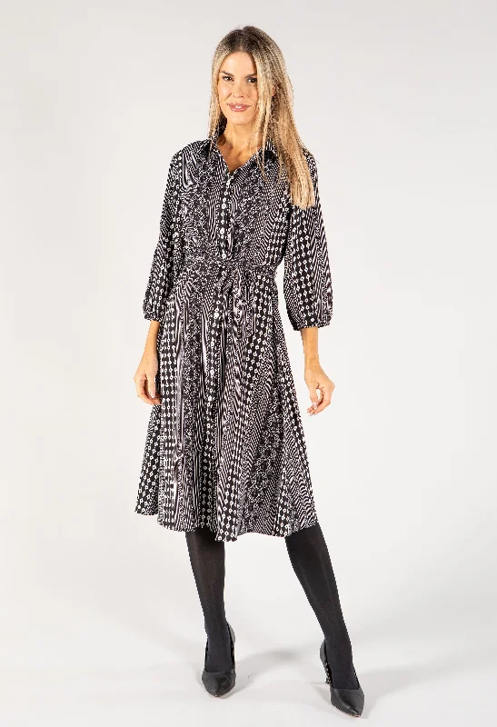 Shift Women Dress with a Simple and Classic Design for Everyday WearMixed Print Shirt Dress