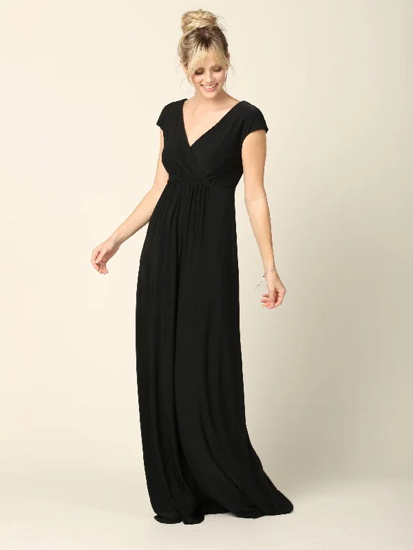 Strapless Women Dress with a Built - in Bra for Comfort and SupportMother of the Bride V Neck Long Formal  Dress