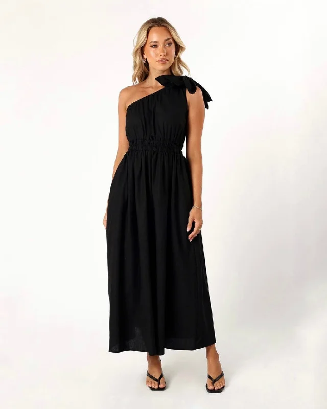 Plus Size Women Dress with a Flattering A - Line Cut for Comfort and StylePARIS MIDI DRESS -BLACK