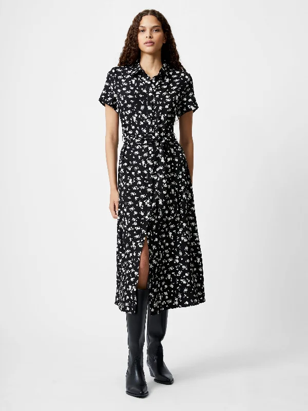 Empire Waist Women Dress to Accentuate the Bust and Conceal the WaistPrinted Short Sleeve Shirt Dress