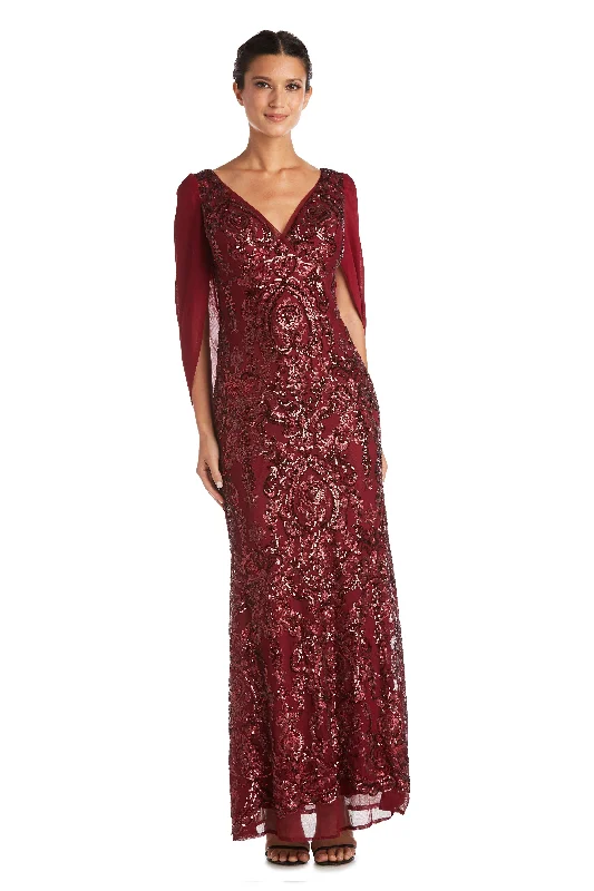 Long - Sleeve Women Dress in Velvet for a Luxurious Winter LookR&M Richards 5909 Long Mother Of The Bride Dress