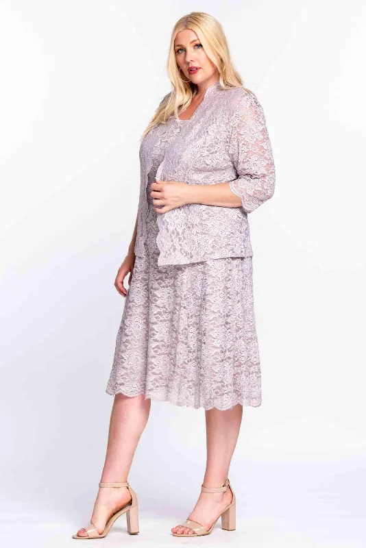 Plus Size Women Dress with a Flattering A - Line Cut for Comfort and StyleR&M Richards 5089 Short Mother Of The Bride Dress