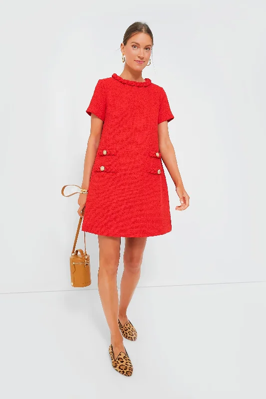 Long - Sleeve Women Dress in Velvet for a Luxurious Winter LookRed Tweed Jackie Dress