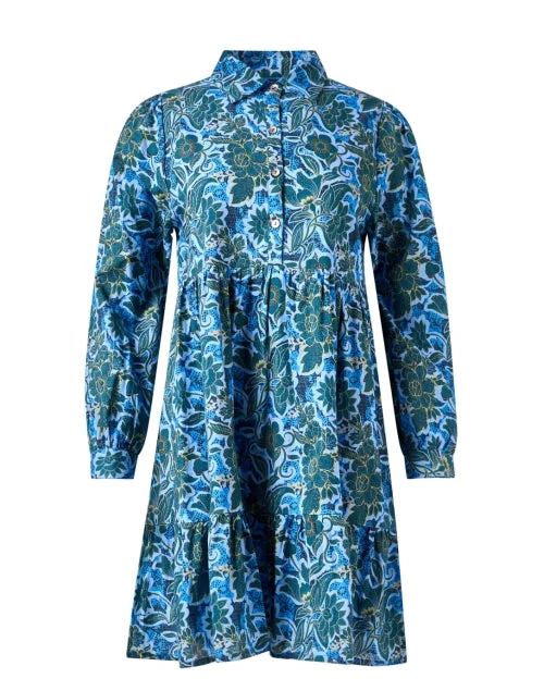 Shift Women Dress with a Simple and Classic Design for Everyday WearRomy Blue Print Cotton Dress