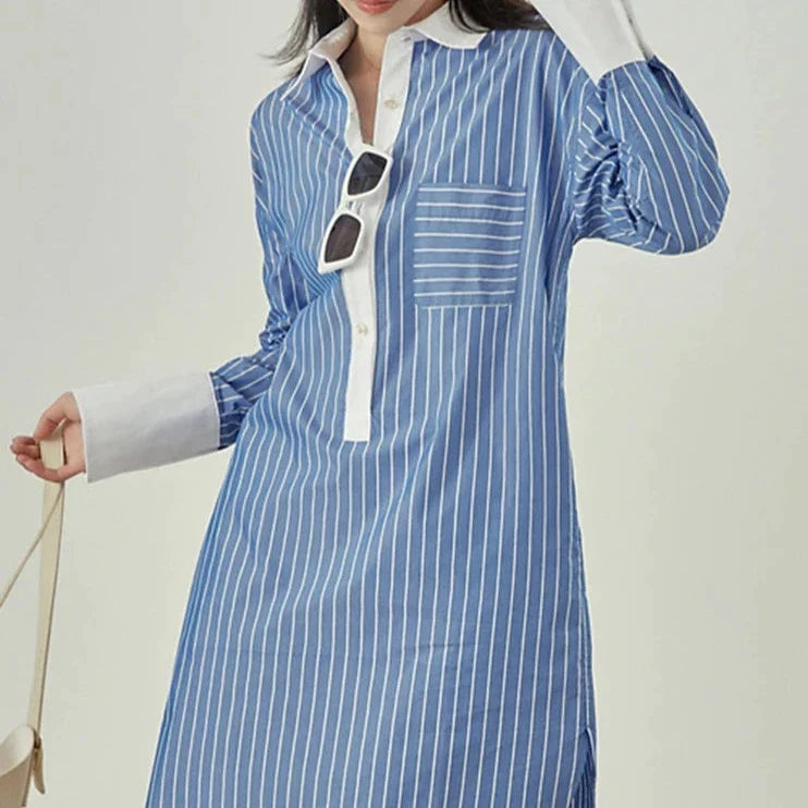 Off - the - Shoulder Women Dress for a Romantic and Feminine LookKittenAlarm - Rose Button Down Striped Dress