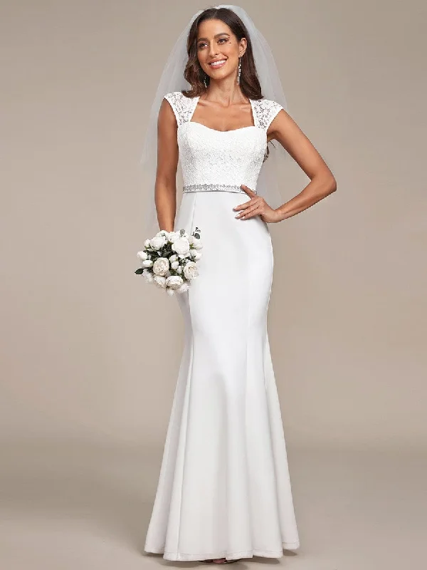 Ruffled Women Dress with Multiple Layers for a Playful and Girly StyleSimple Cap Sleeve Sweetheart Mermaid Style Wedding Dress