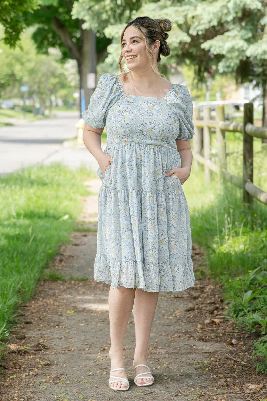 Halter Neck Women Dress to Show Off the Shoulders and NecklineThe Poppy in Cool Blue Floral