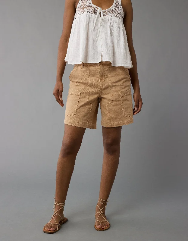 Ruffled Hem Women Shorts to Add a Feminine TouchAE Dreamy Drape High-Waisted Carpenter Short