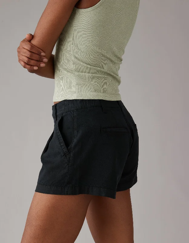 Linen Women Shorts for Breathable Comfort in Hot WeatherAE High-Waisted Trouser Short