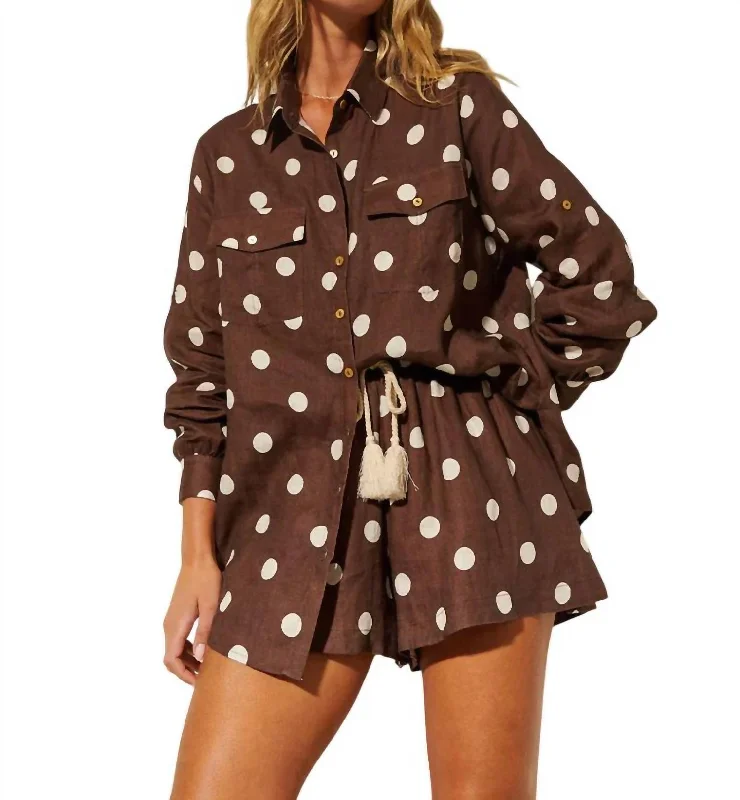 Ruffled Hem Women Shorts to Add a Feminine TouchHarper Short In Chocolate