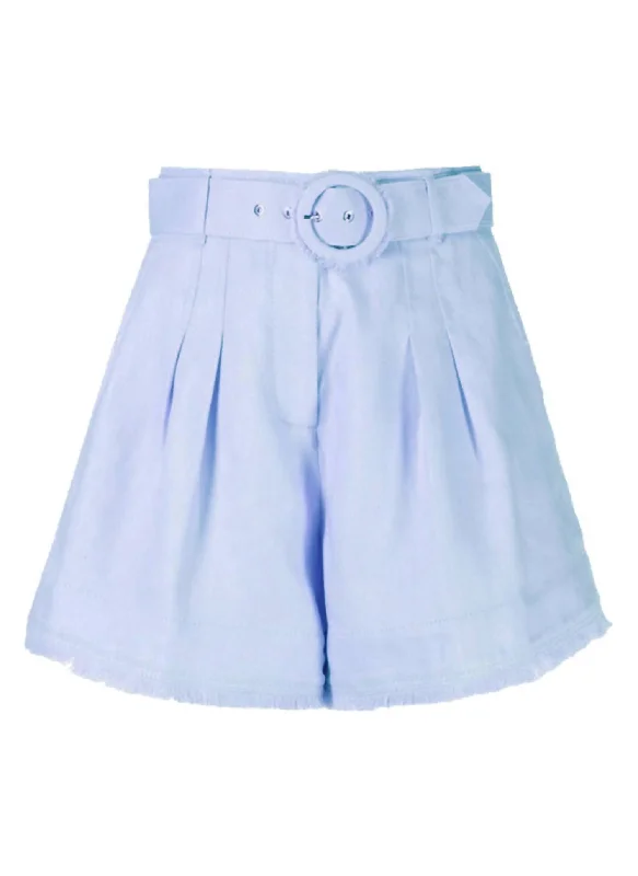 Solid Color Women Shorts in Bright Hues for a Bold StatementTama Pleated Short In Sky Blue