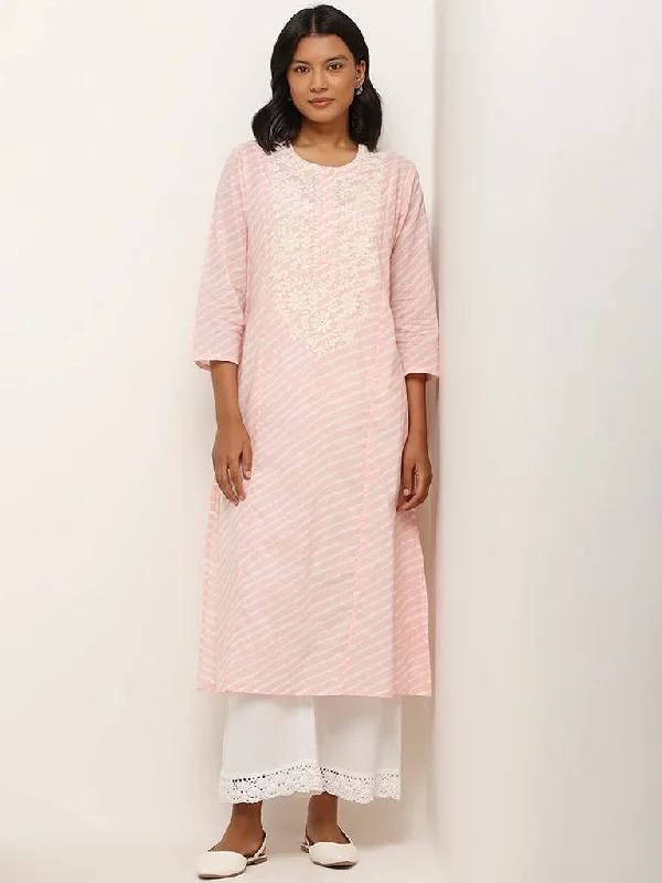 Bermuda Women Shorts for a Classic and Sophisticated LookUtsa Pink Cotton A-line Chikankari Kurta